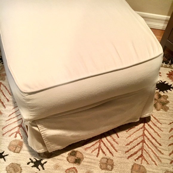 Pottery Barn Storage Ottoman Slipcover white denim - Picture 9 of 16